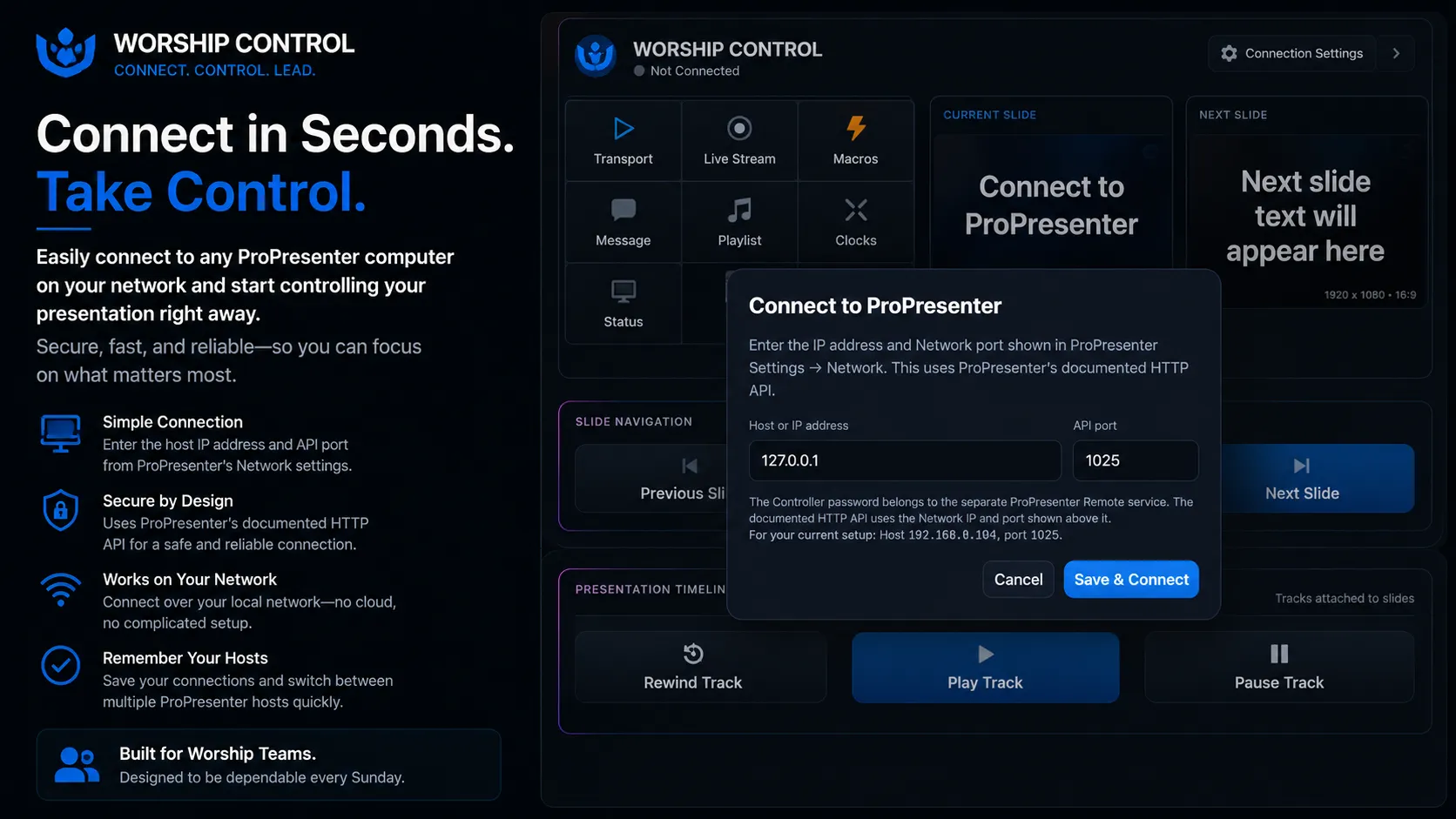 Connection screen